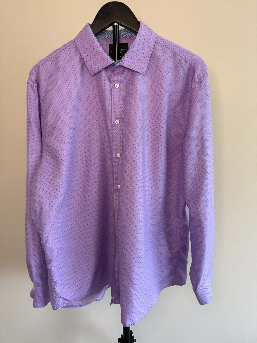 Calabrum London Modern Fit Lilac Dot Long Sleeve Dress Shirt- XL (17-17.5)